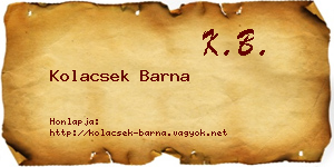 Kolacsek Barna névjegykártya